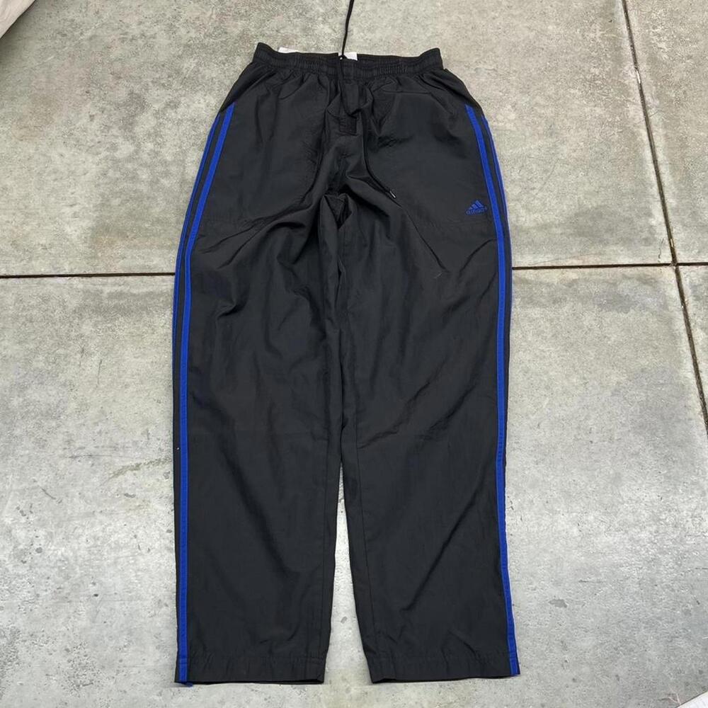 vintage adidas black and blue small logo track pants size small